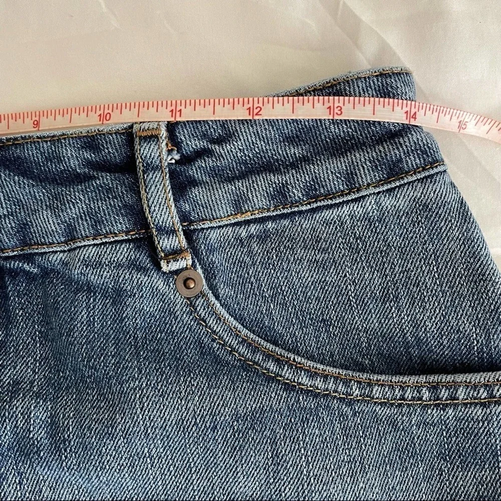 ASOS 100% Cotton Blue Denim Raw Hem Mini Skirt Size 8